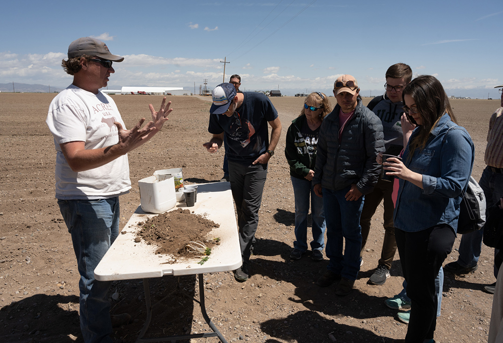 researcher gives talk on soil