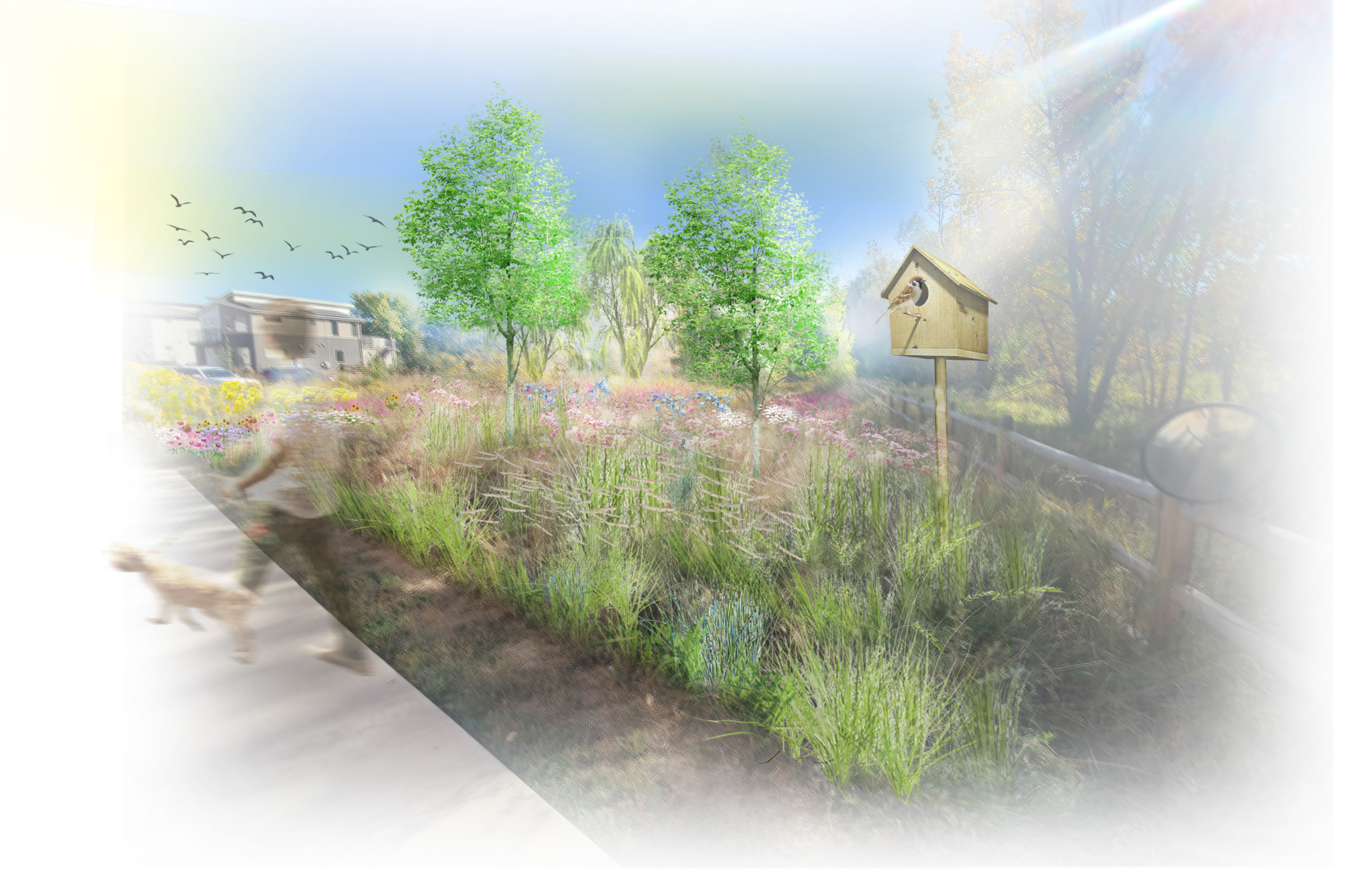 Concept illustration for the Streamside Community Wildlife Habitat.