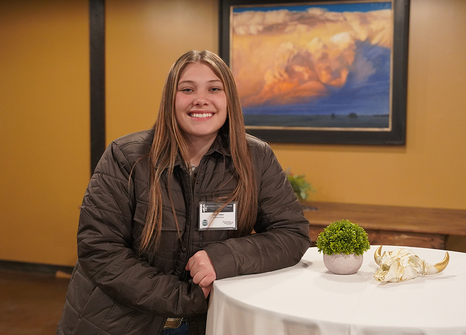 Paige Parker, a junior at Pueblo County High School and one of this year's fellows, during the International Livestock Forum reception on January 7, 2024.